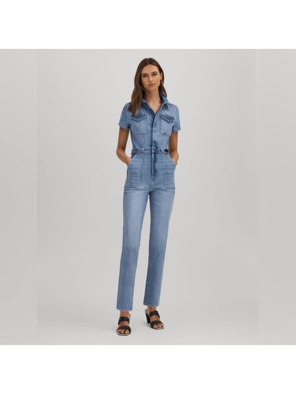GOOD AMERICAN DENIM SKINNY FIT FOR SUCESS JUMPSUIT